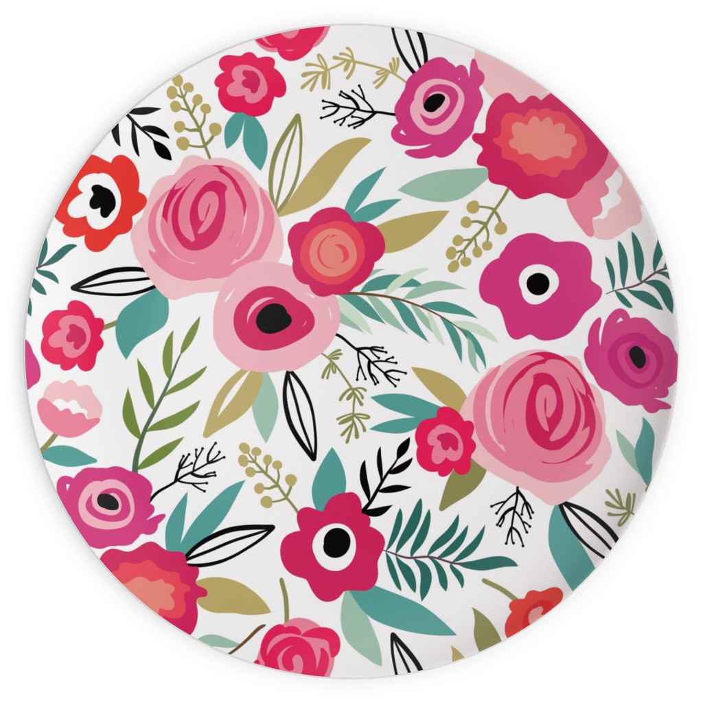 Maypole Floral - Multi Plates, 10x10, Pink, Bright Pink