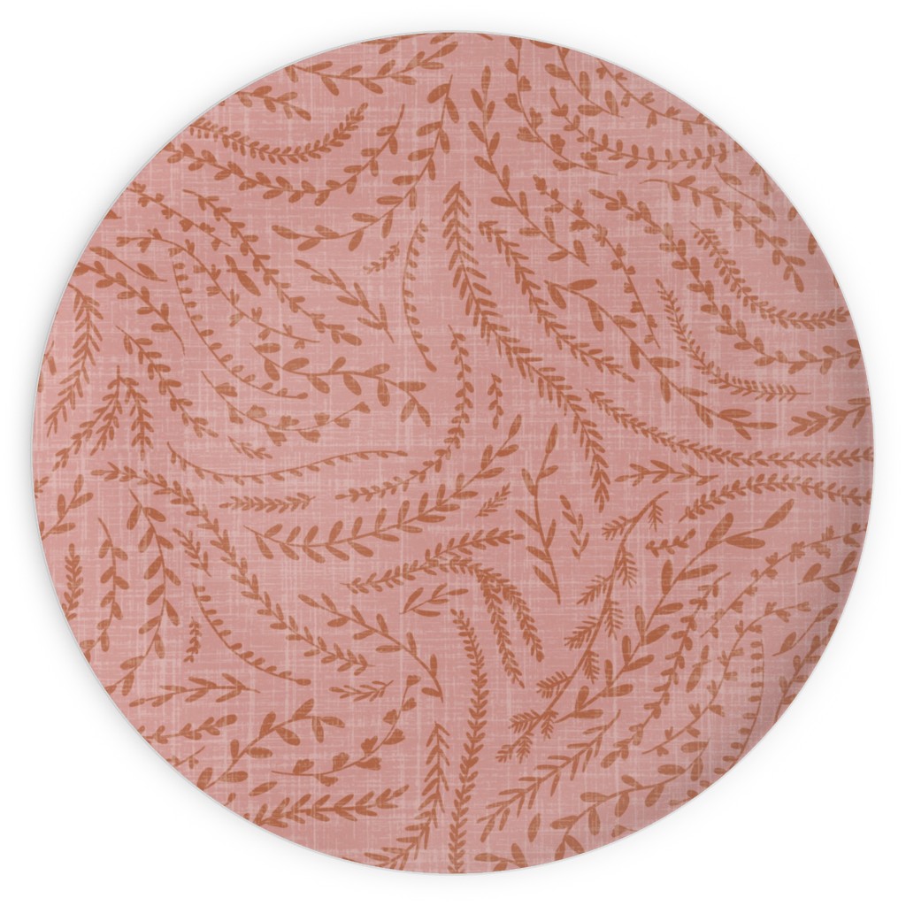Notion - Fine Floral - Pink and Rust Plates, 10x10, Pink, Bright Pink