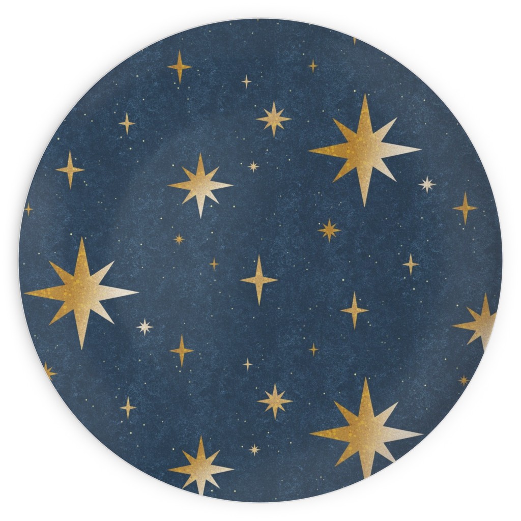 Art Deco Starbursts - Blue Plates, 10x10, Blue