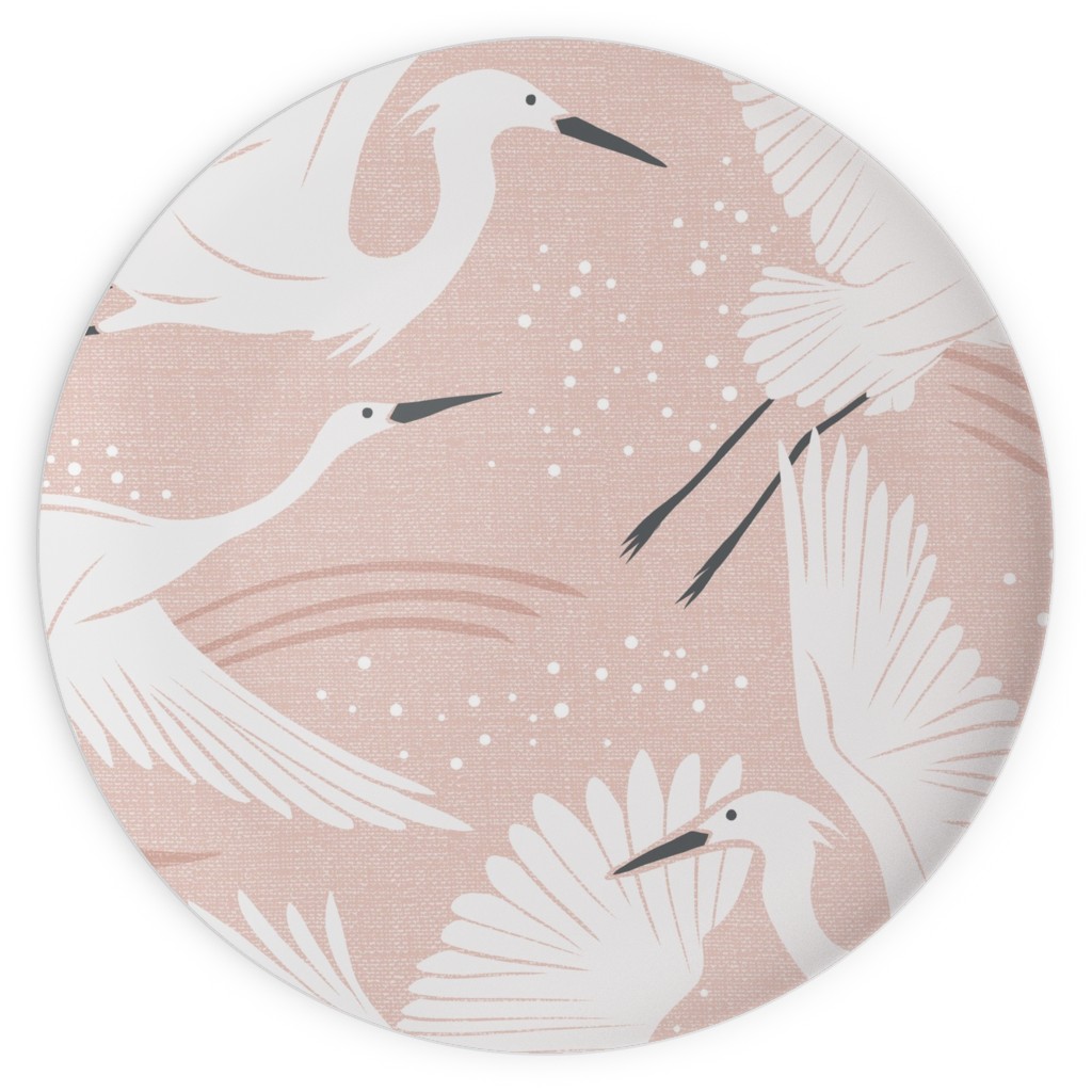 Soaring Wings Cranes Plates, 10x10, Pink