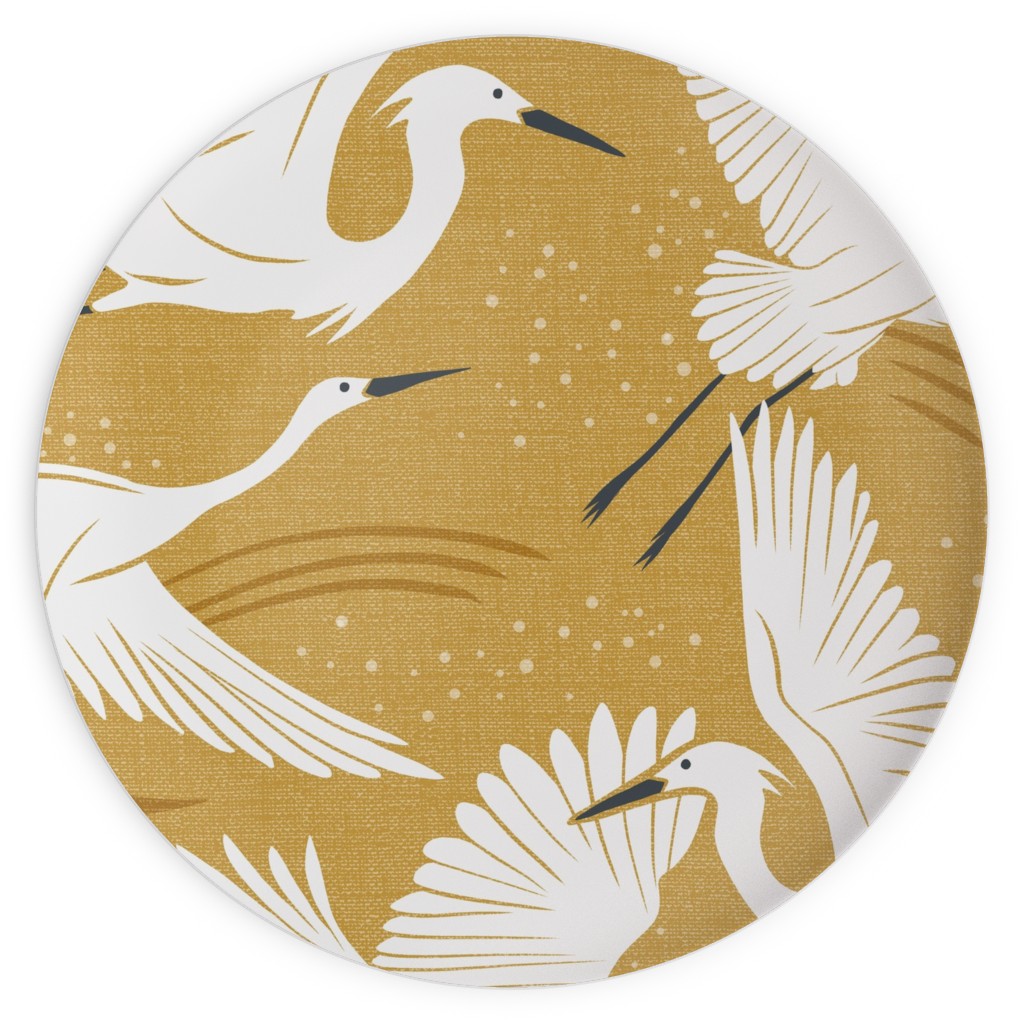 Soaring Wings Cranes Plates, 10x10, Yellow