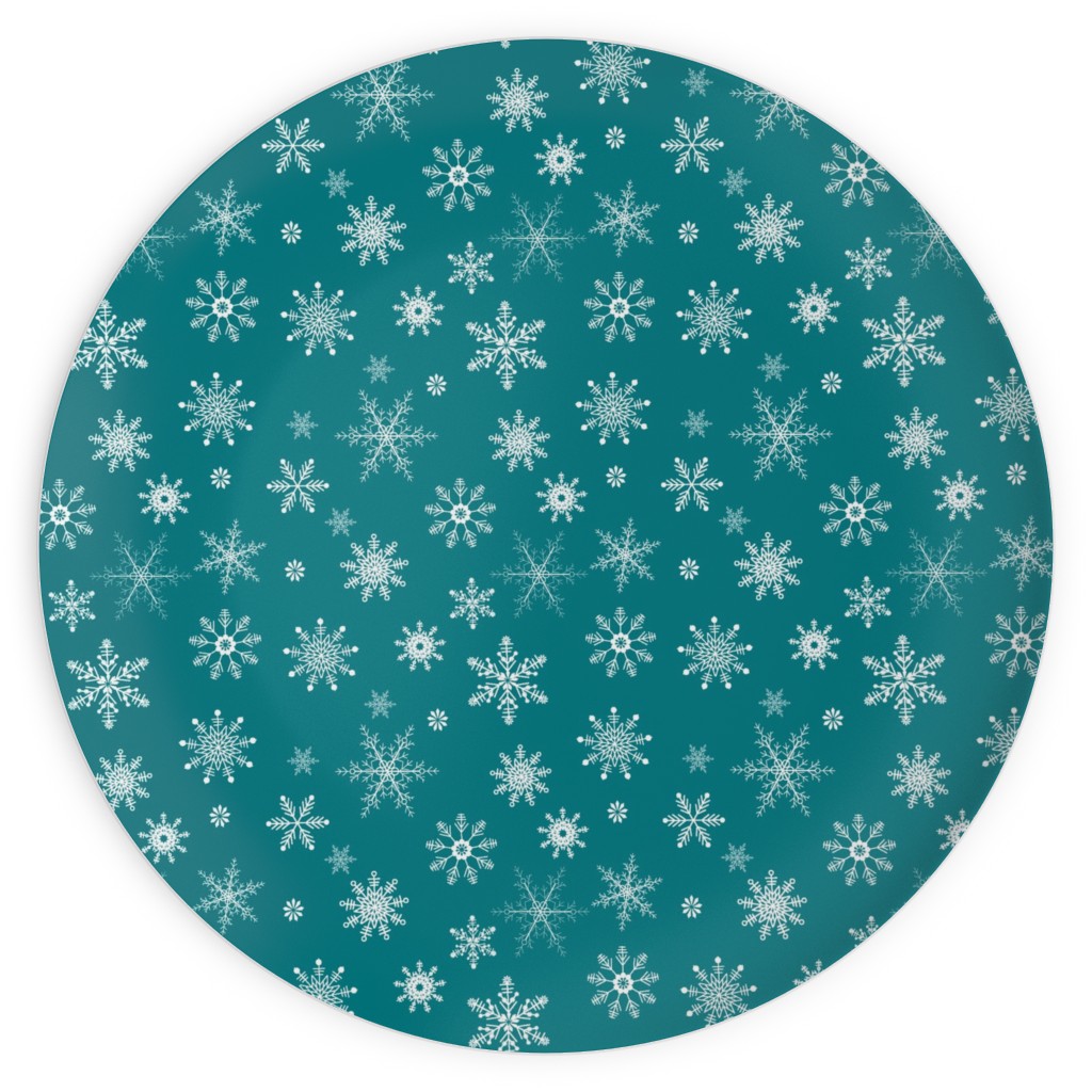 Snowflakes on Emerald Plates, 10x10, Green, Classic Green
