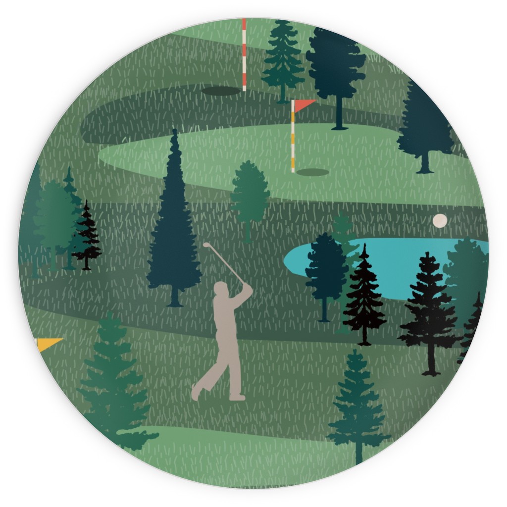 Golf Day Out - Green Plates, 10x10, Green