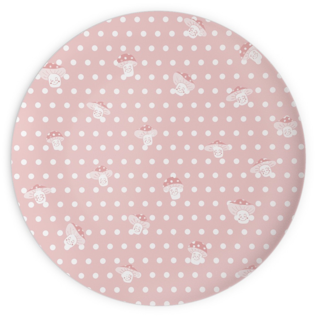 Mushroom and Dots - Pink Plates, 10x10, Pink
