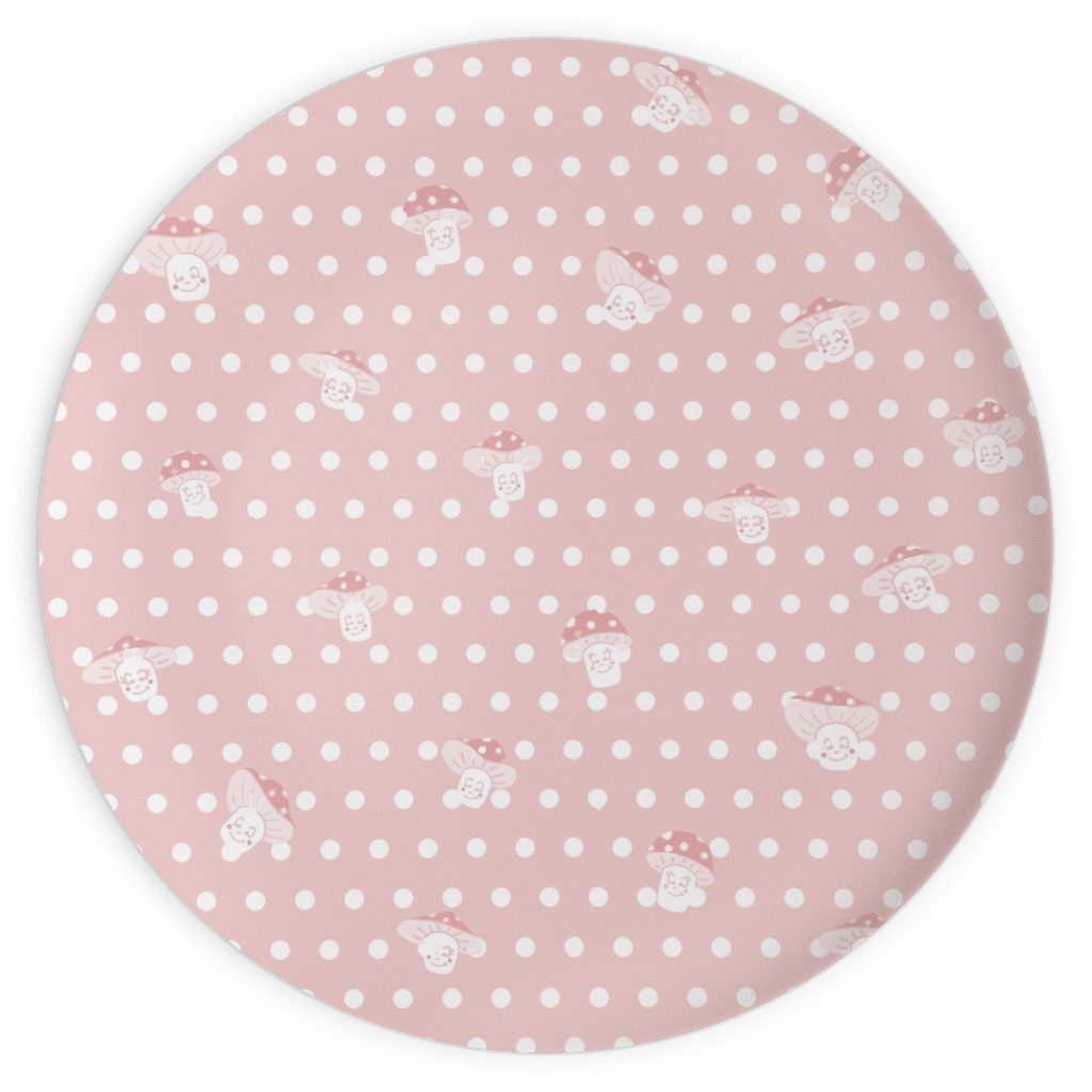 Mushroom and Dots - Pink Plates, 10x10, Pink, Bright Pink