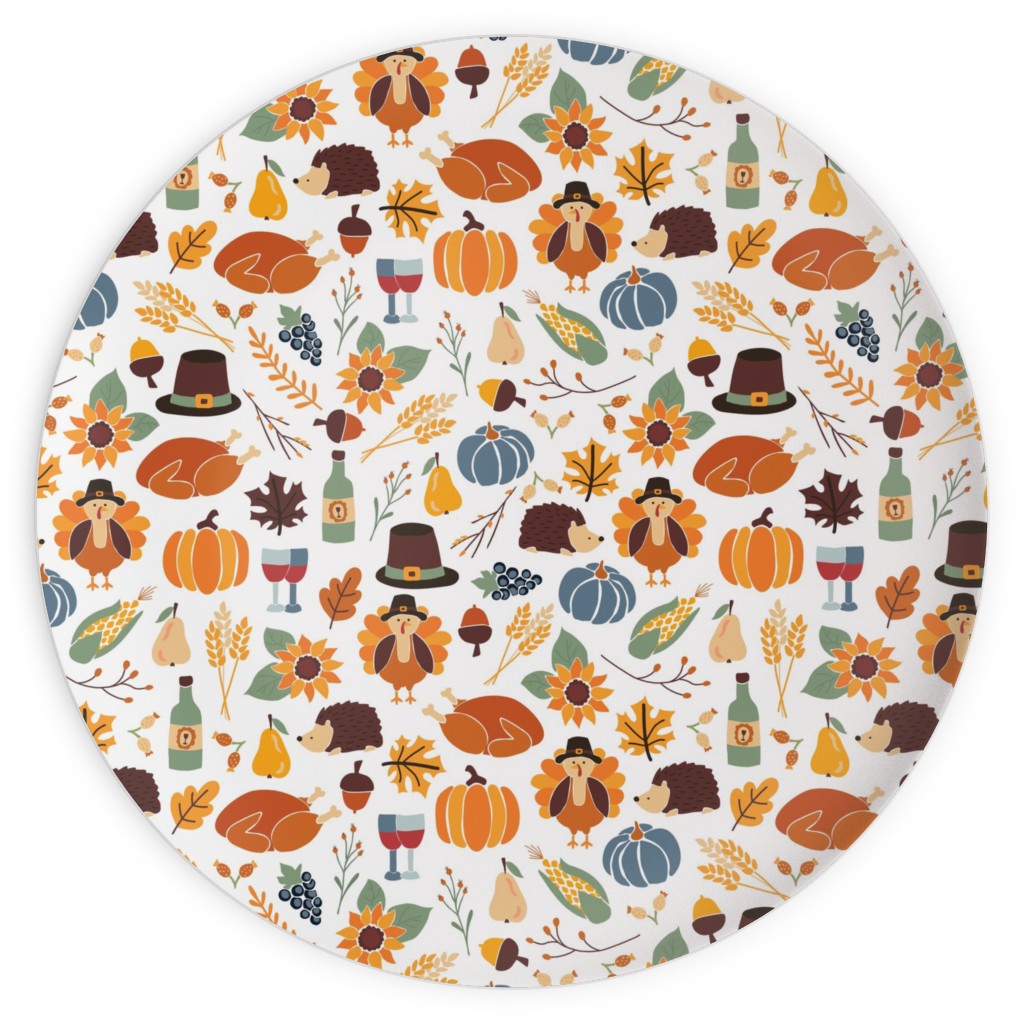 Thanksgiving Table Plates, 10x10, Multicolor