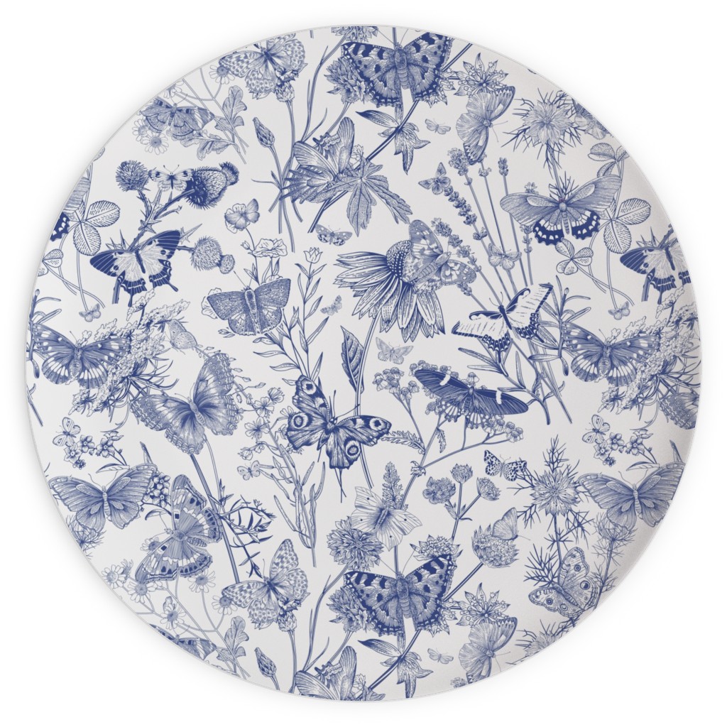 Butterflies and Wild Flowers Plates, 10x10, Blue, True Blue