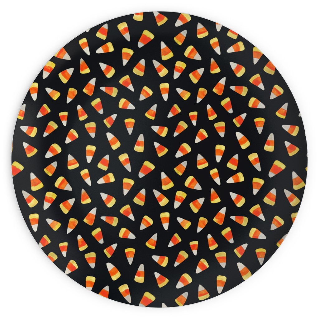 Watercolor Candy Corn - Black Plates, 10x10, Black