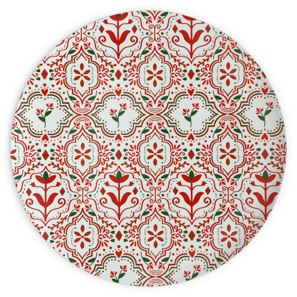 Moroccan Christmas Plates, 10x10, Red