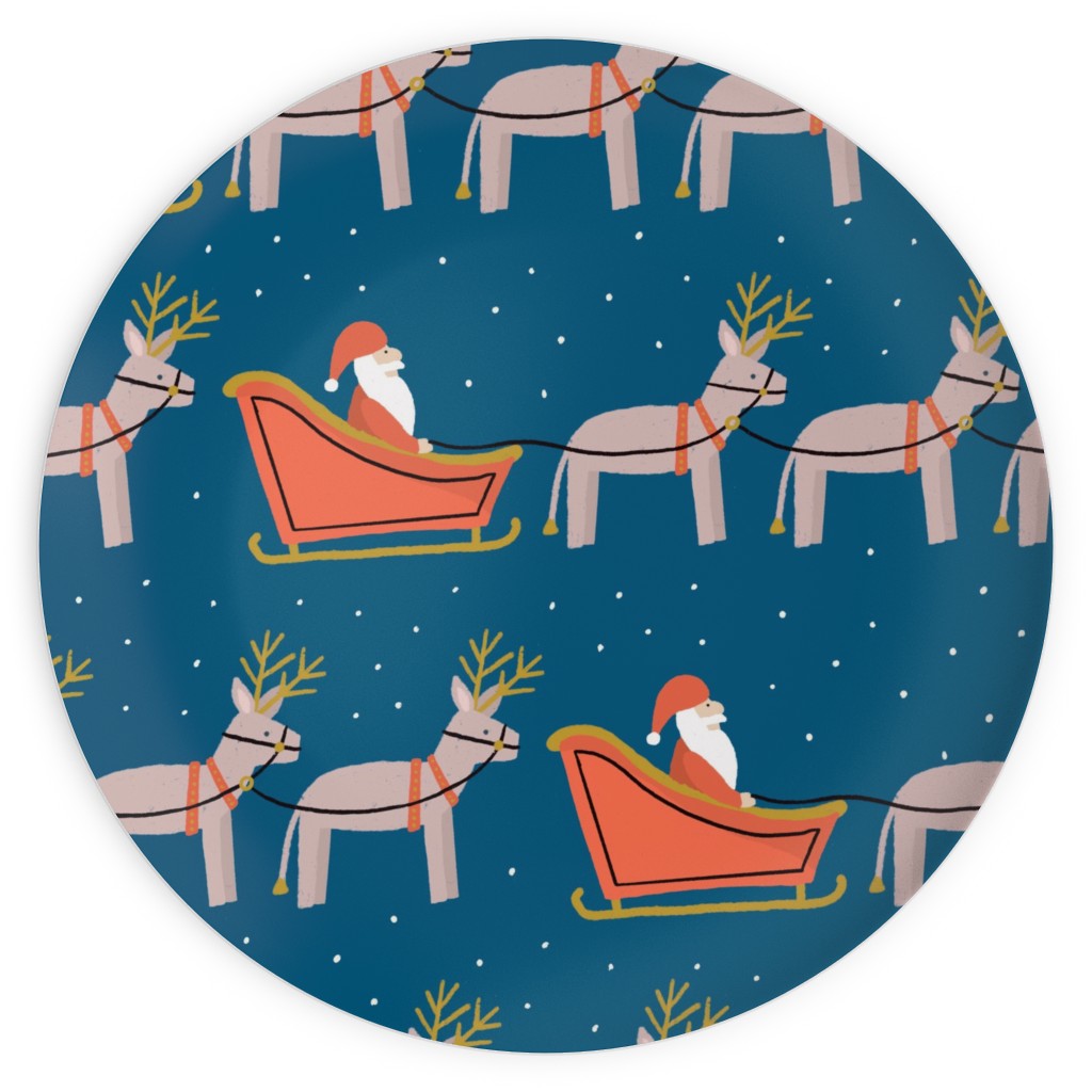 Santa Claus Plates, 10x10, Blue