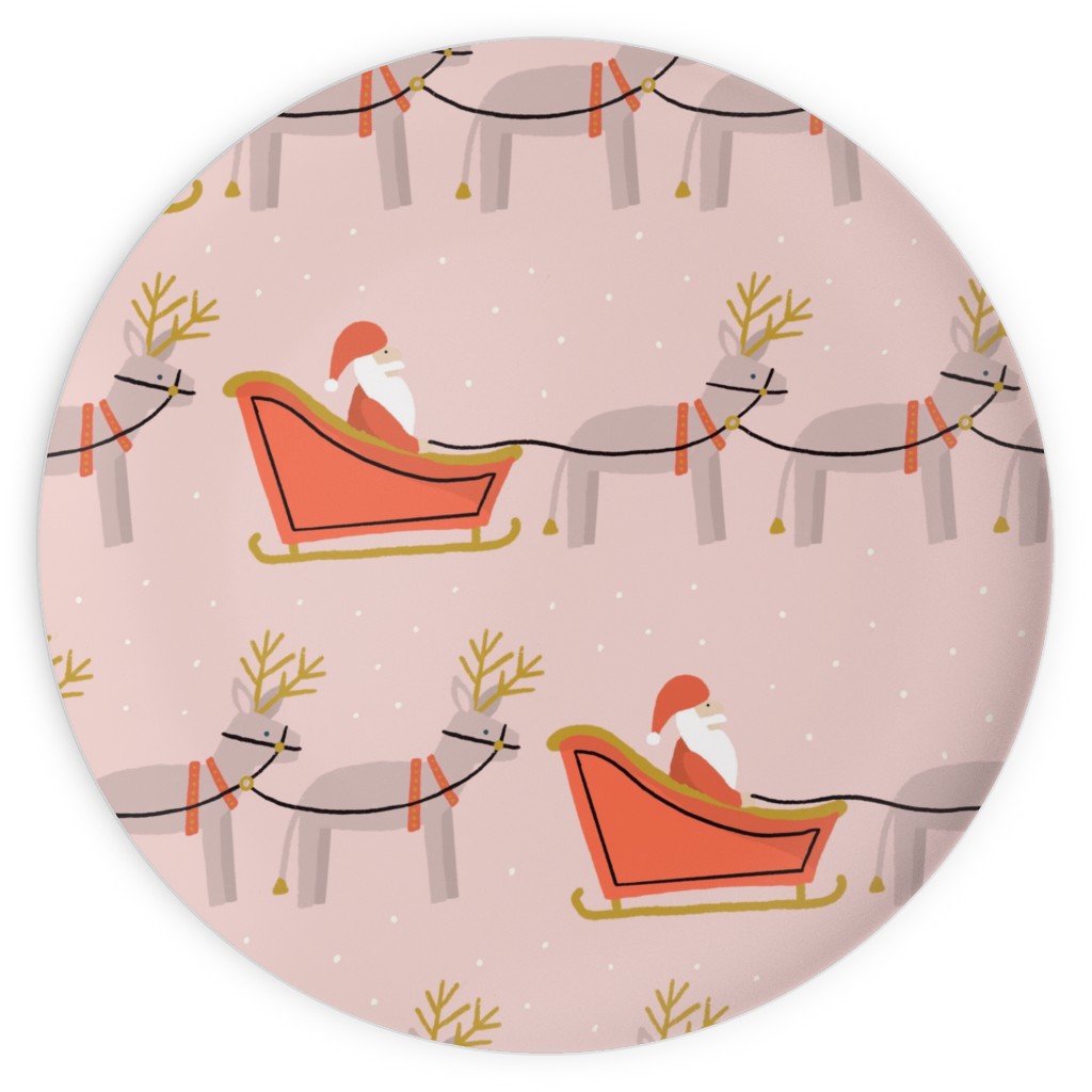 Santa Claus Plates, 10x10, Pink