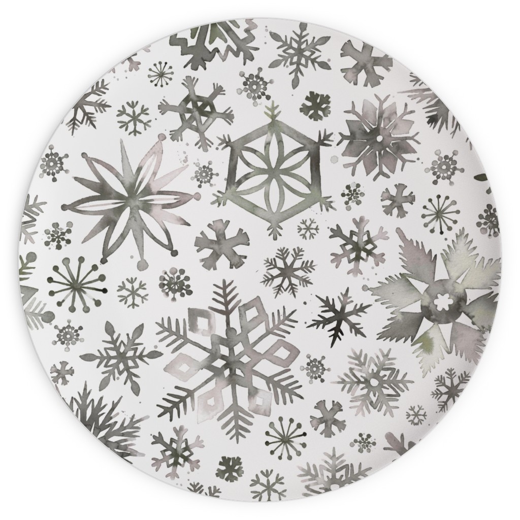 Winter Snowflakes - Gray Plates, 10x10, Gray