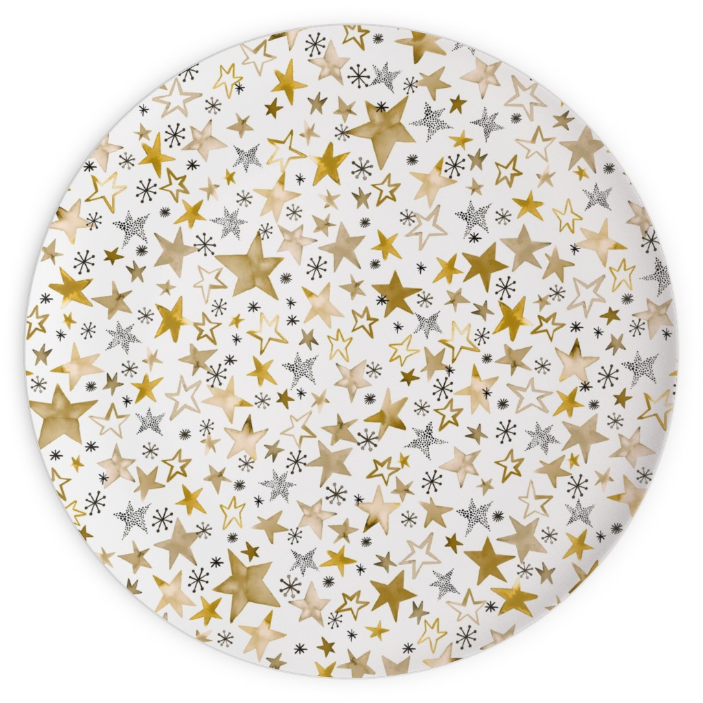 Winter Stars Christmas - Gold Plates, 10x10, Yellow