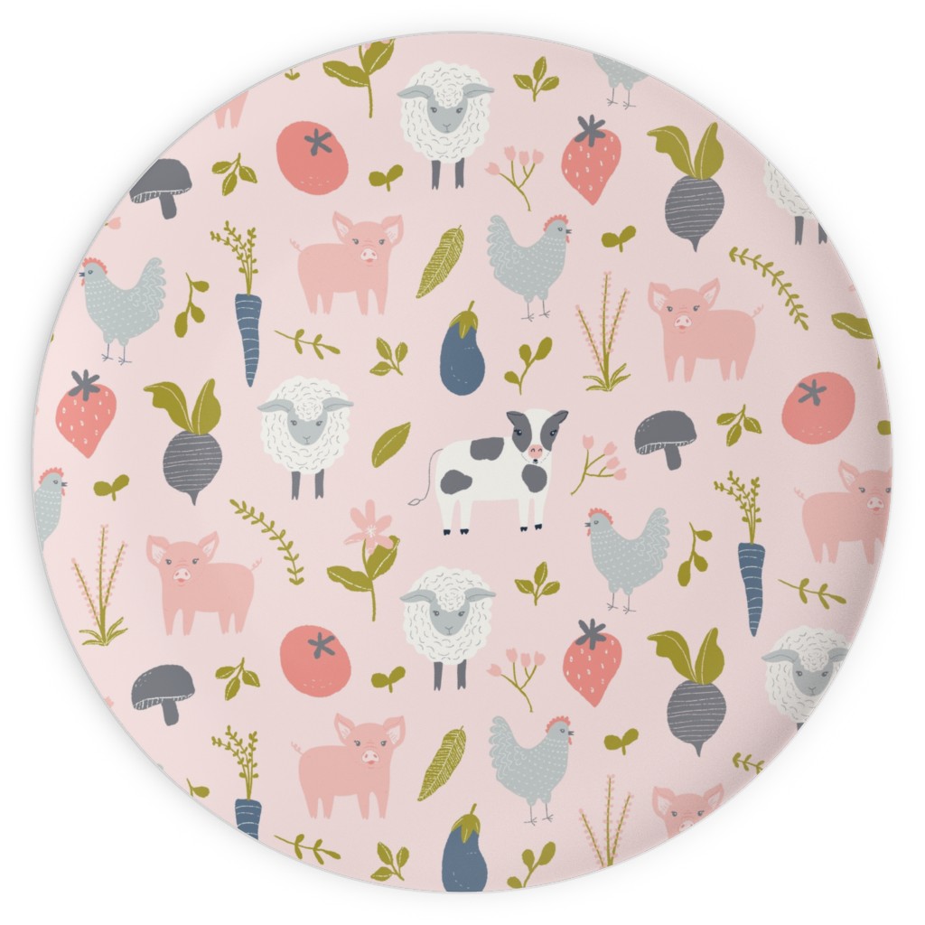 Farm Life - Pink Plates, 10x10, Pink, Bright Pink