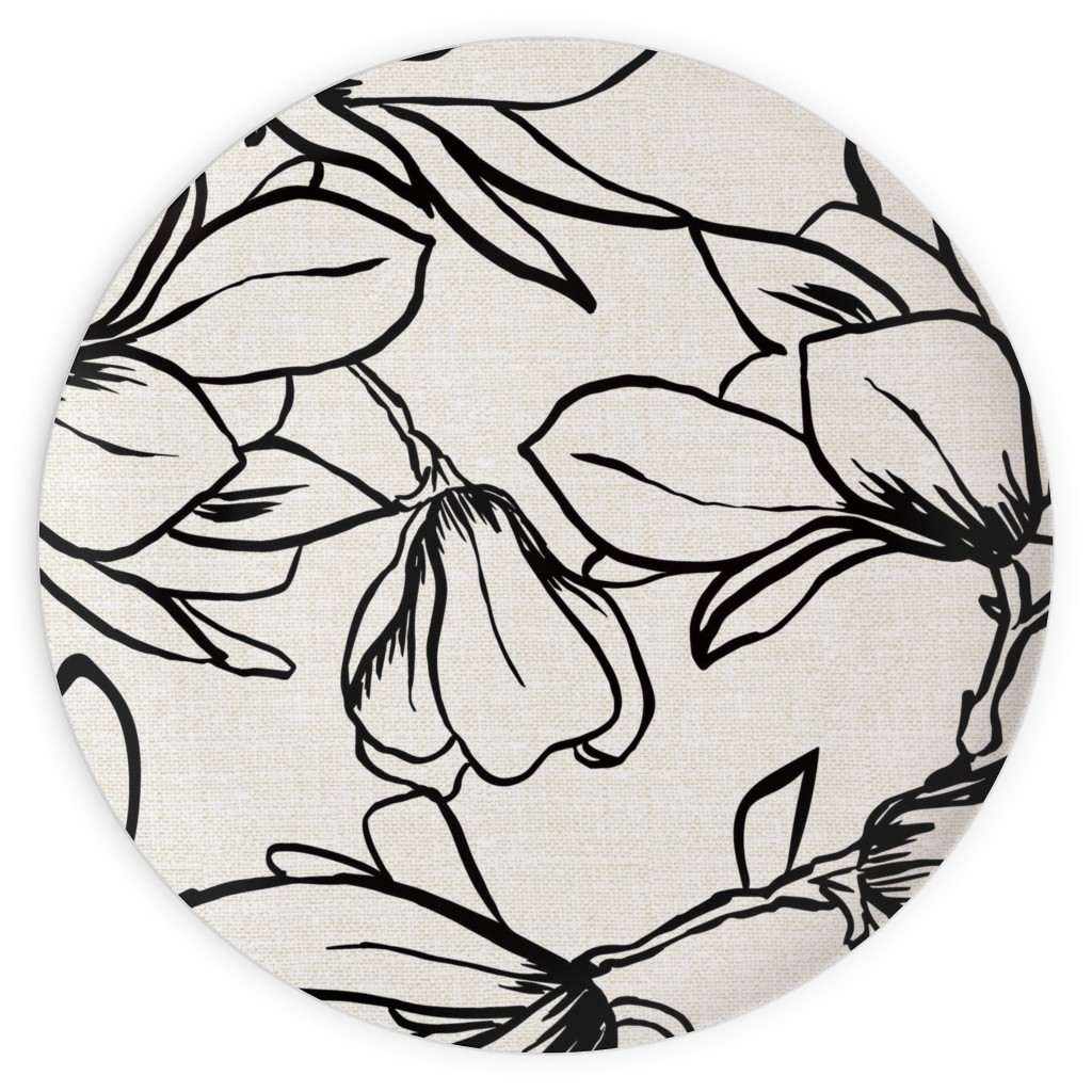 Magnolia Garden - Textured - White & Black Plates, 10x10, Beige, Pearl