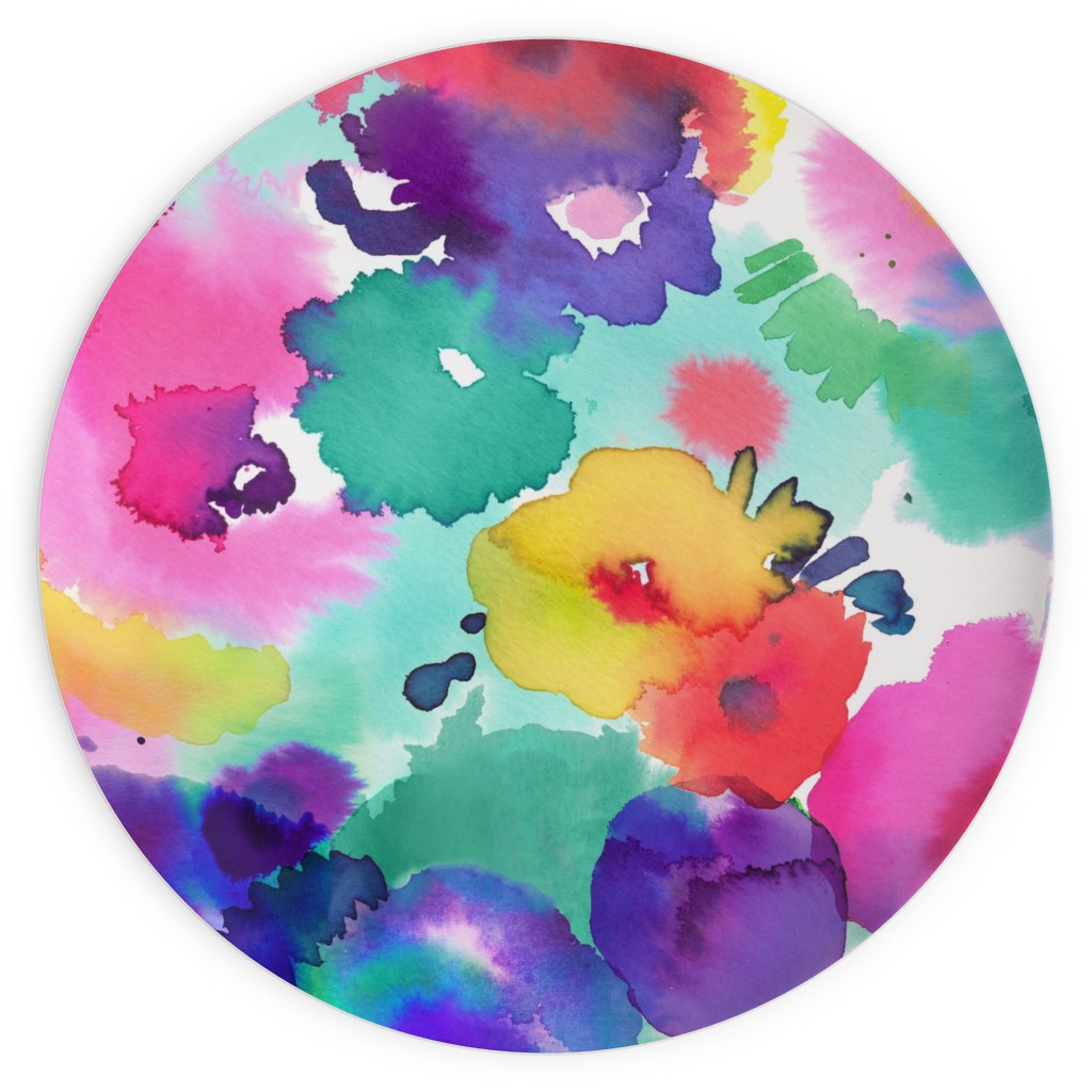 Abstract Floral Watercolor - Multi Plates, 10x10, Multicolor