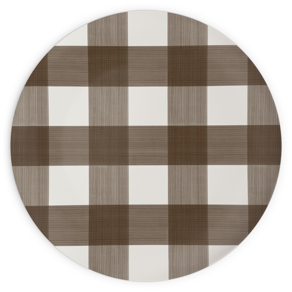 Cross Hatch Plaid Plates, 10x10, Brown, Granite