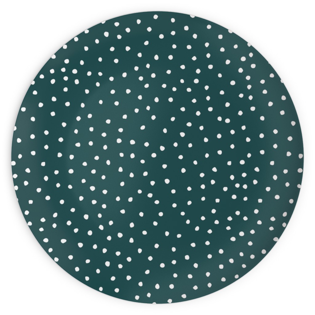 Dots - White on Emerald Plates, 10x10, Green, Classic Green