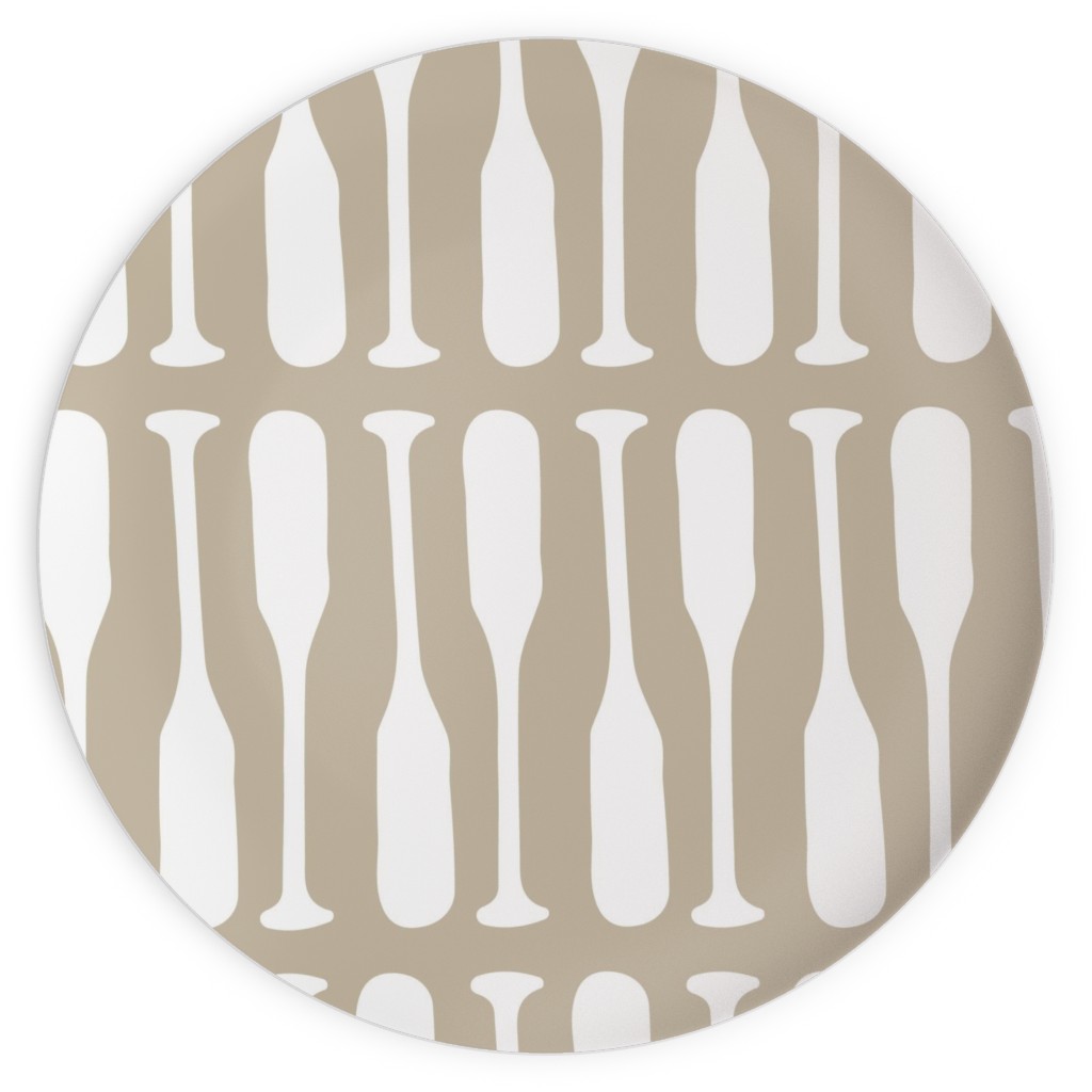Nautical Boat Oars/Paddles - Neutral Beige Plates, 10x10, Beige, Pearl