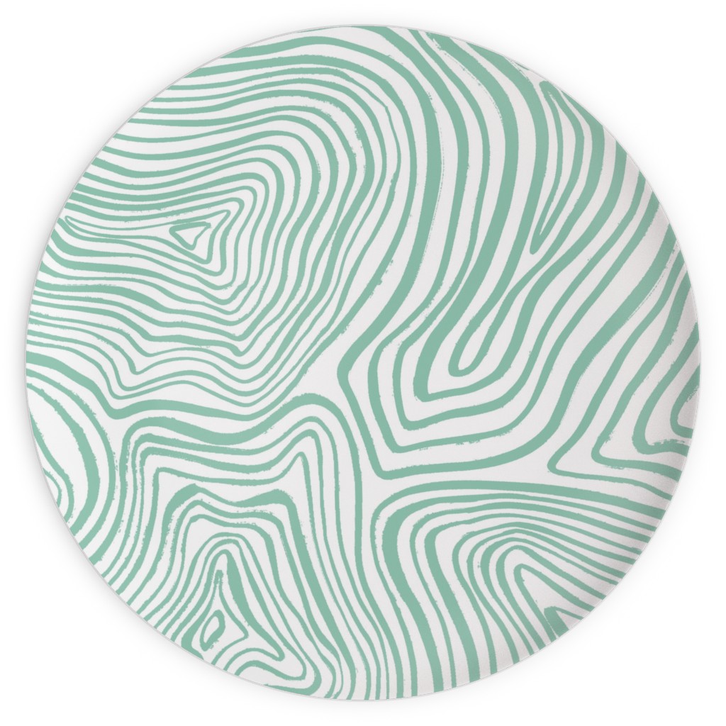 Abstract Wavy Lines - Green Plates, 10x10, Green