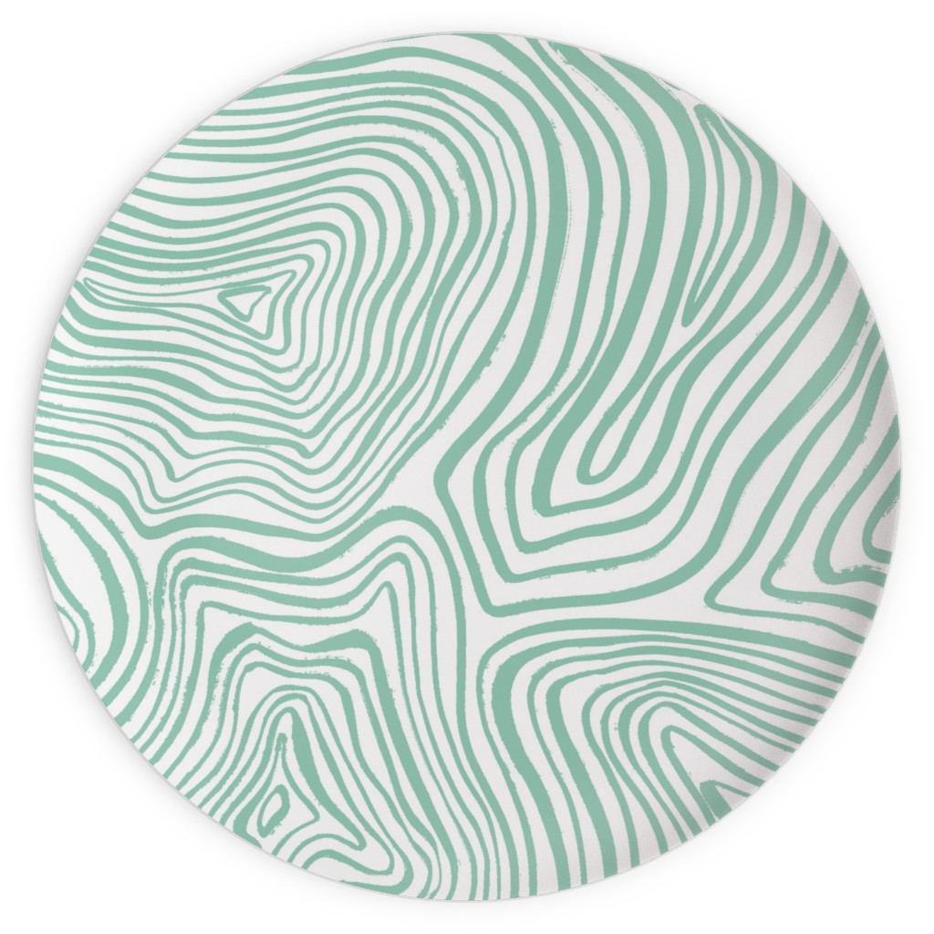 Abstract Wavy Lines - Green Plates, 10x10, Green, Classic Green
