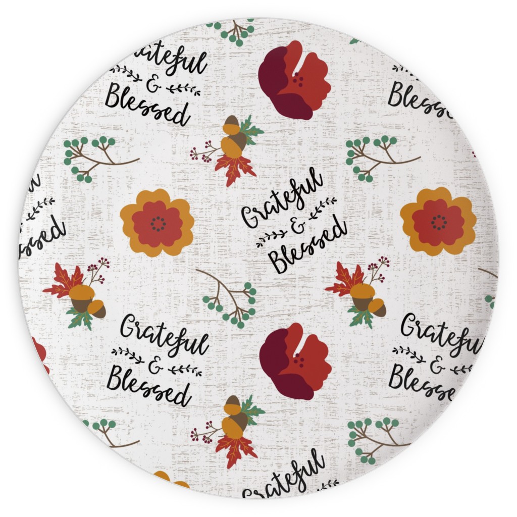 Grateful and Blessed - Neutral Plates, 10x10, Multicolor