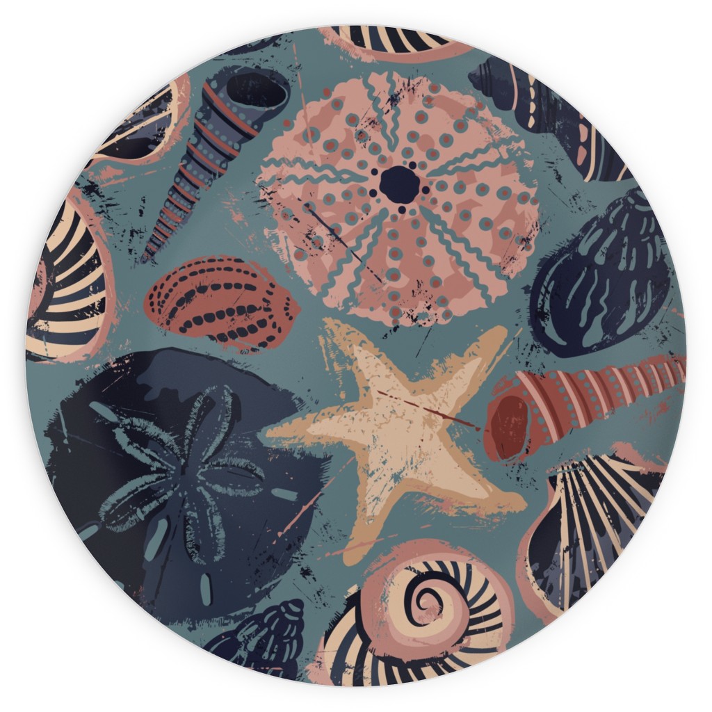 Seashells Plates, 10x10, Multicolor