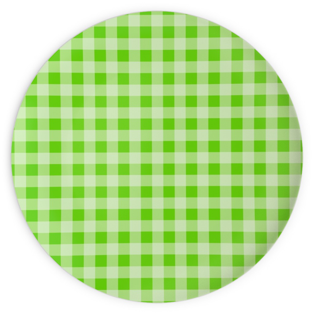 Gingham Checker - Green Plates, 10x10, Green