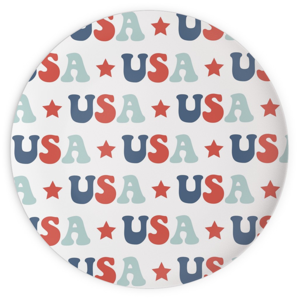 Usa Groovy Vintage - White Plates, 10x10, Multicolor