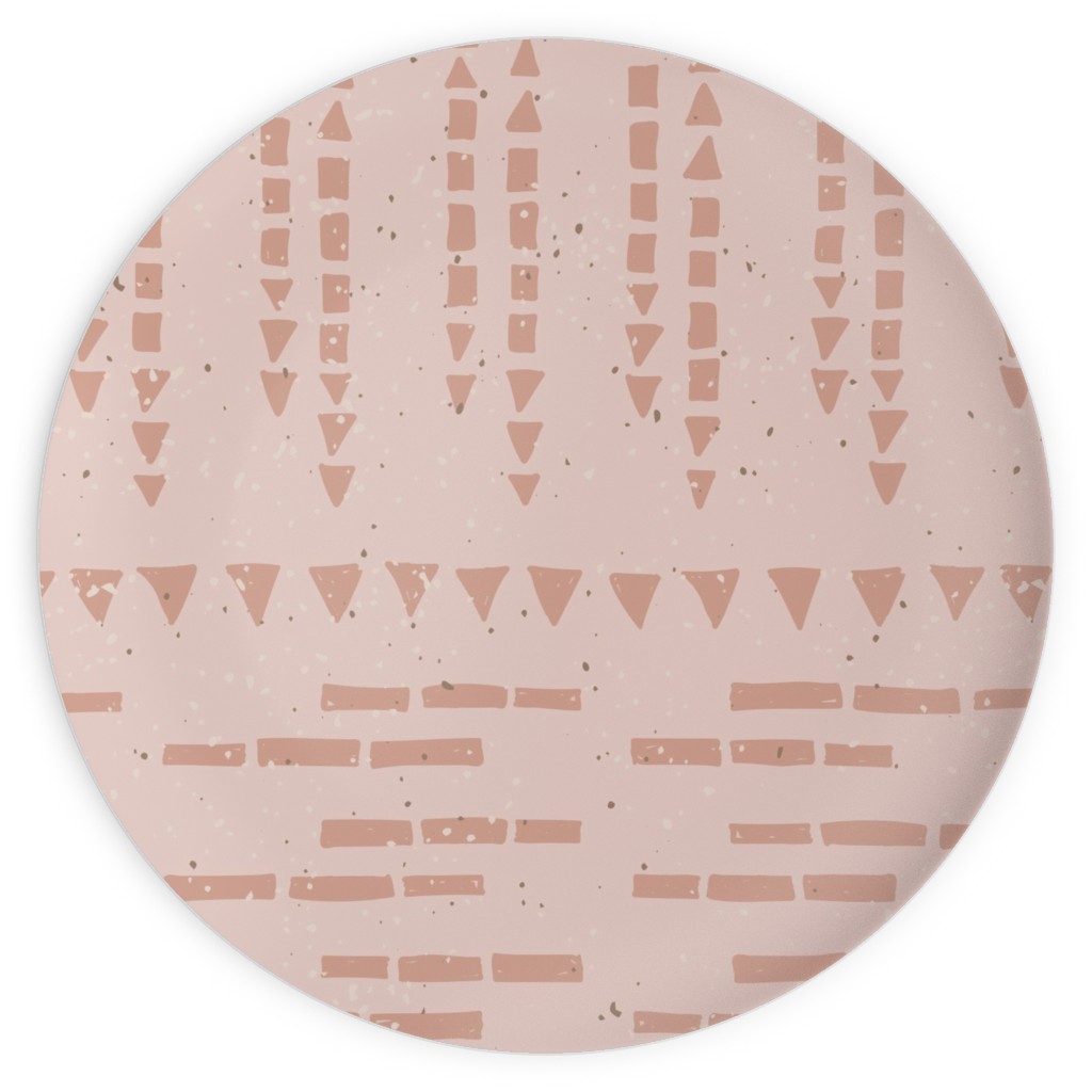 Boho Tribal Dashed Geometric - Pink Plates, 10x10, Pink