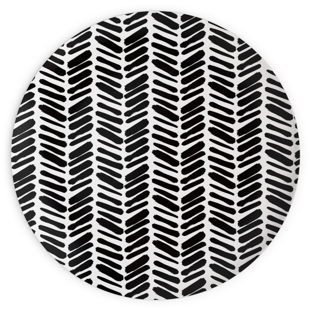 Brushstroke Chevrons Plates, 10x10, Black