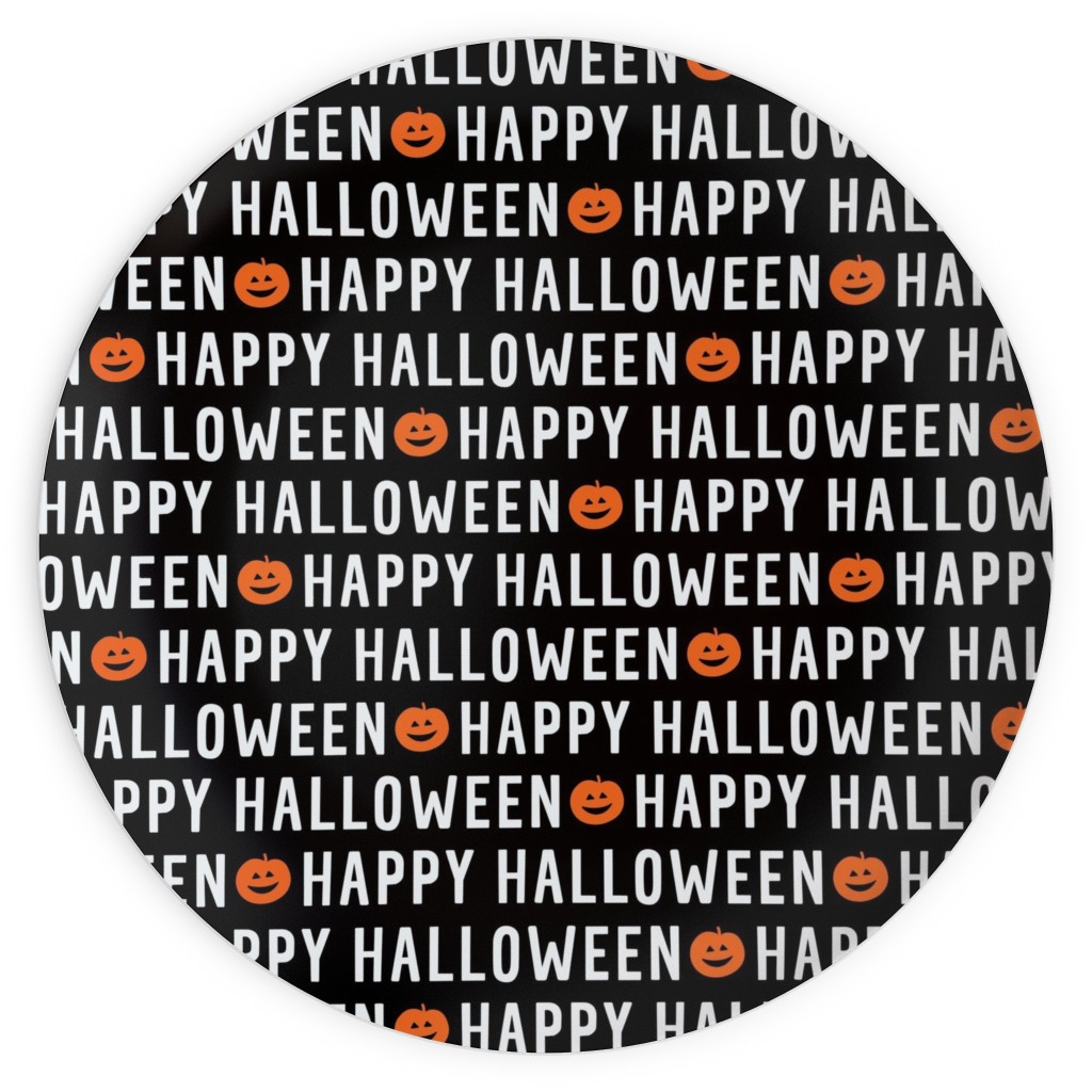 Happy Halloween Black Plates, 10x10, Black, Black