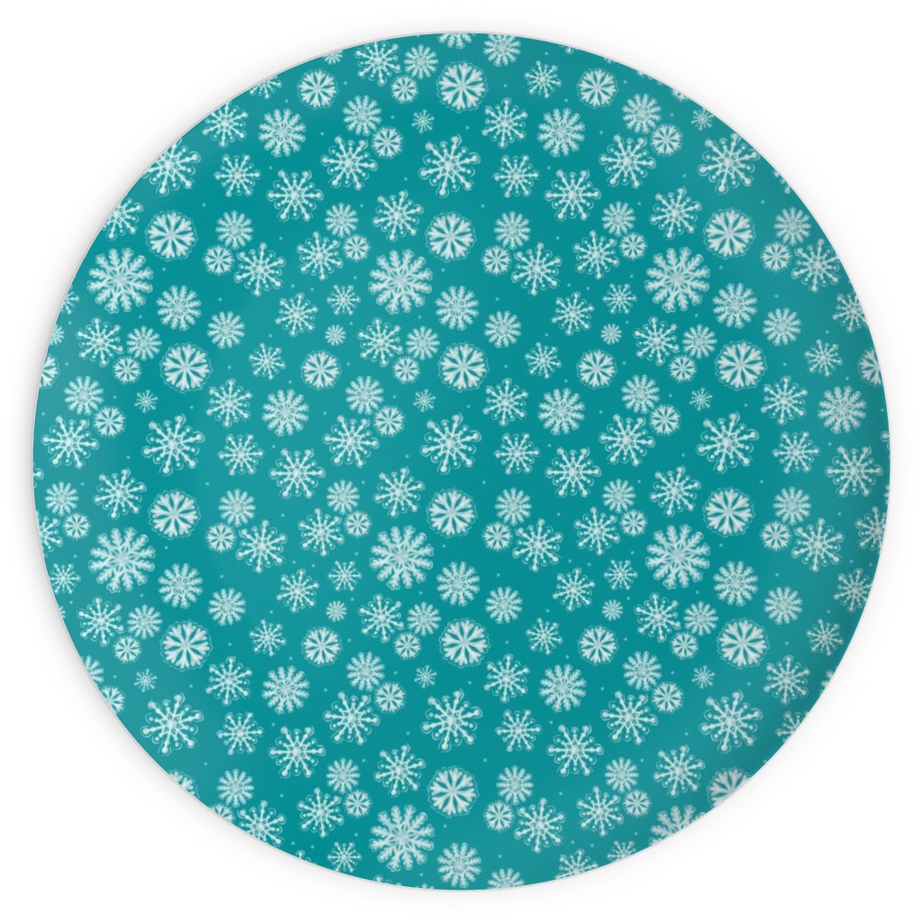 Let It Snow Snowflakes - Blue Plates, 10x10, Blue