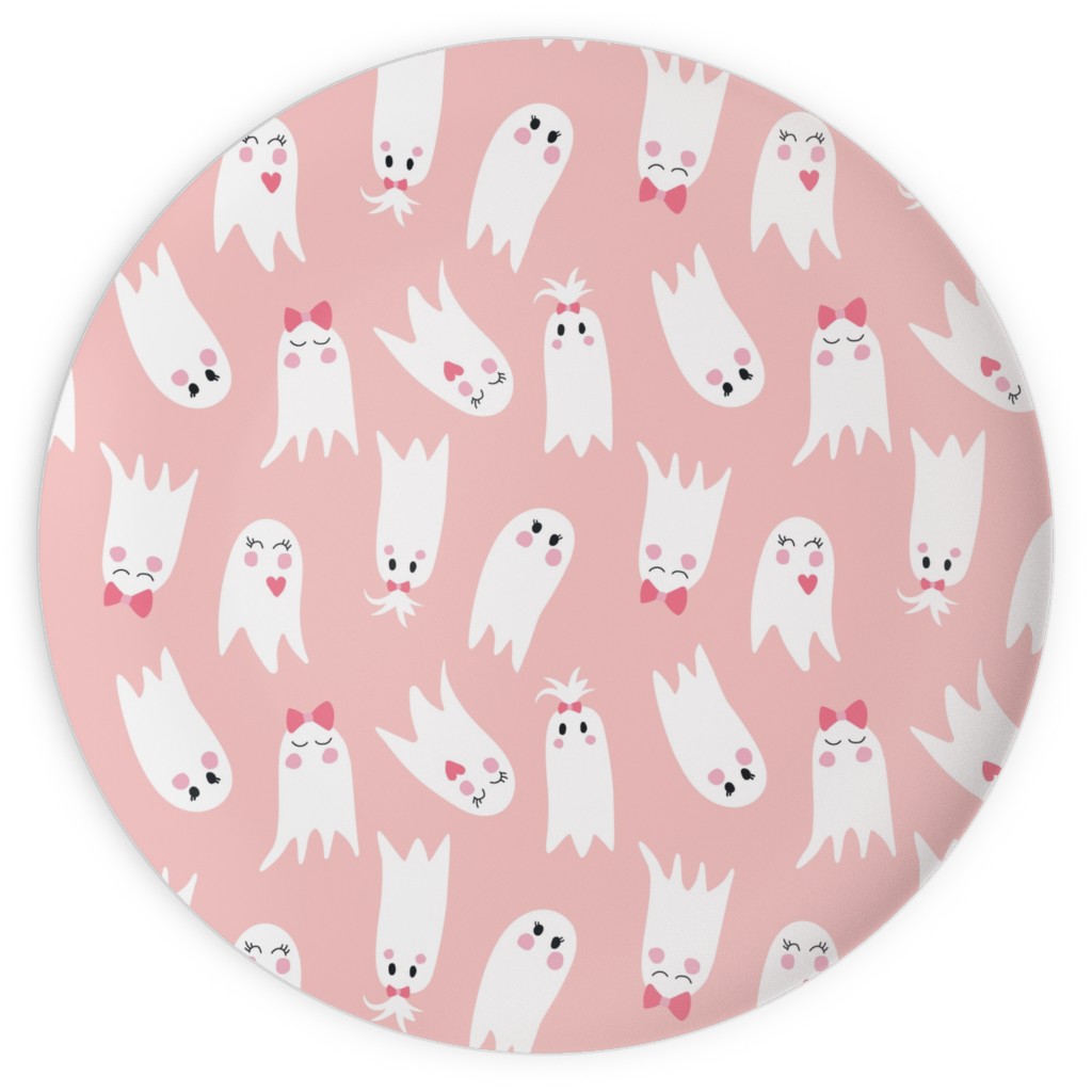 Sweet Ghosts on Pink Plates, 10x10, Pink