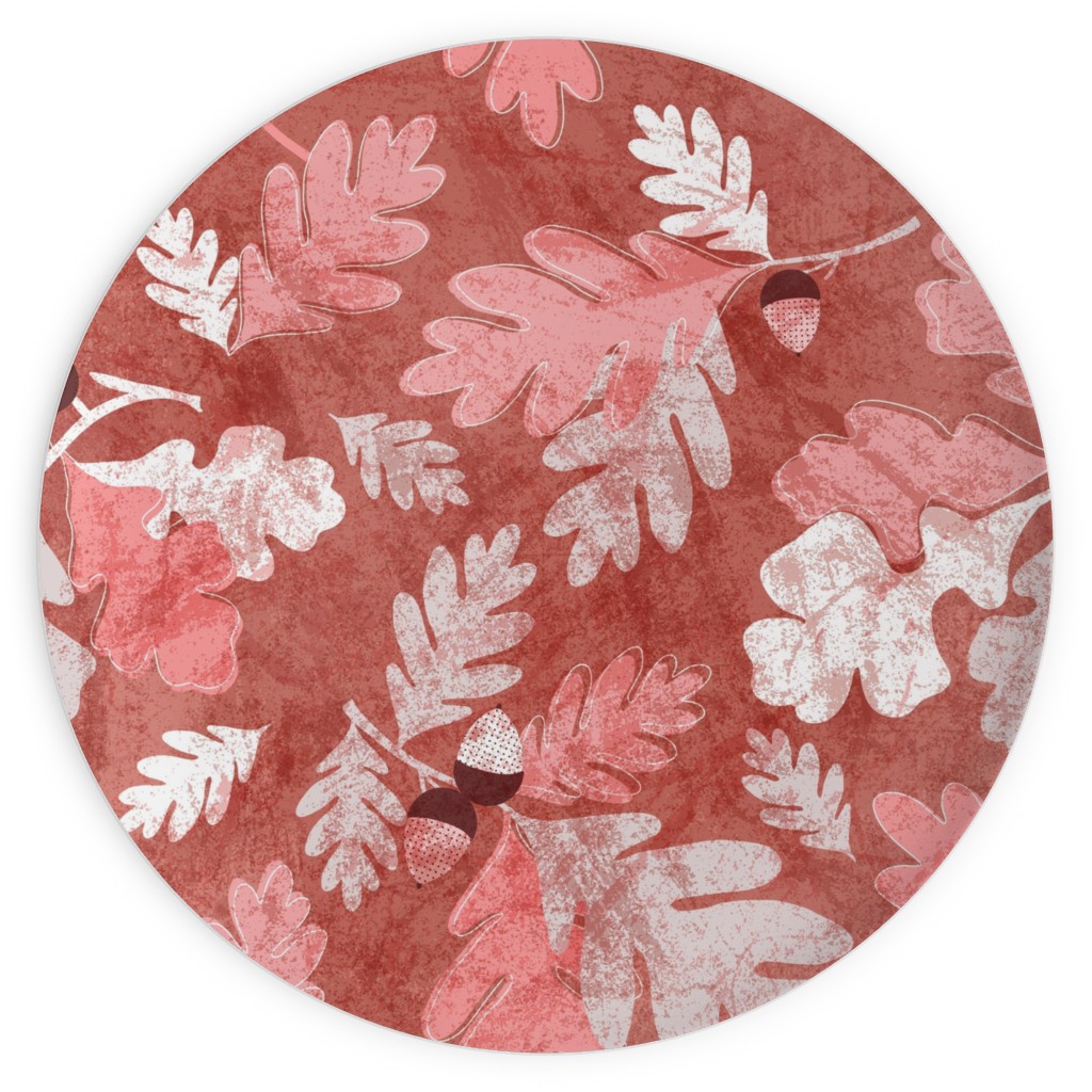 Oak Forest - Red Plates, 10x10, Red