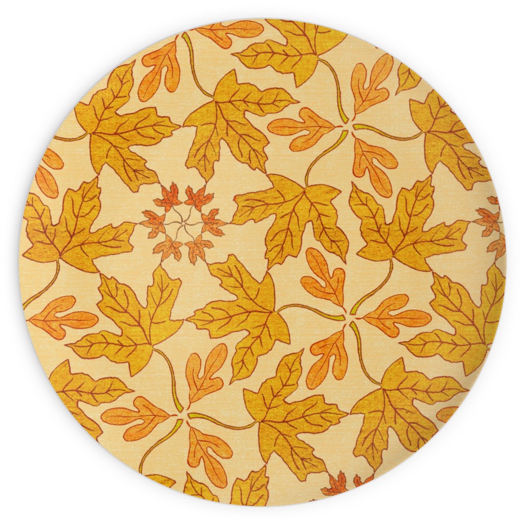 Autumn Leaf Kaleidoscope Plates, 10x10, Orange