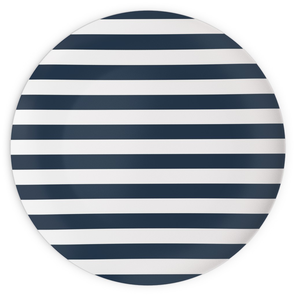 Simple Horizontal Stripe Plates, 10x10, Blue