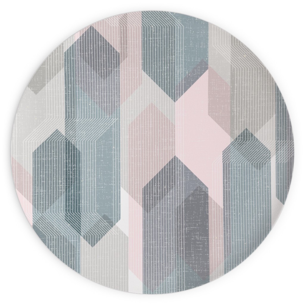 Deco Mod Hex Reflections - Sorbet Plates, 10x10, Gray