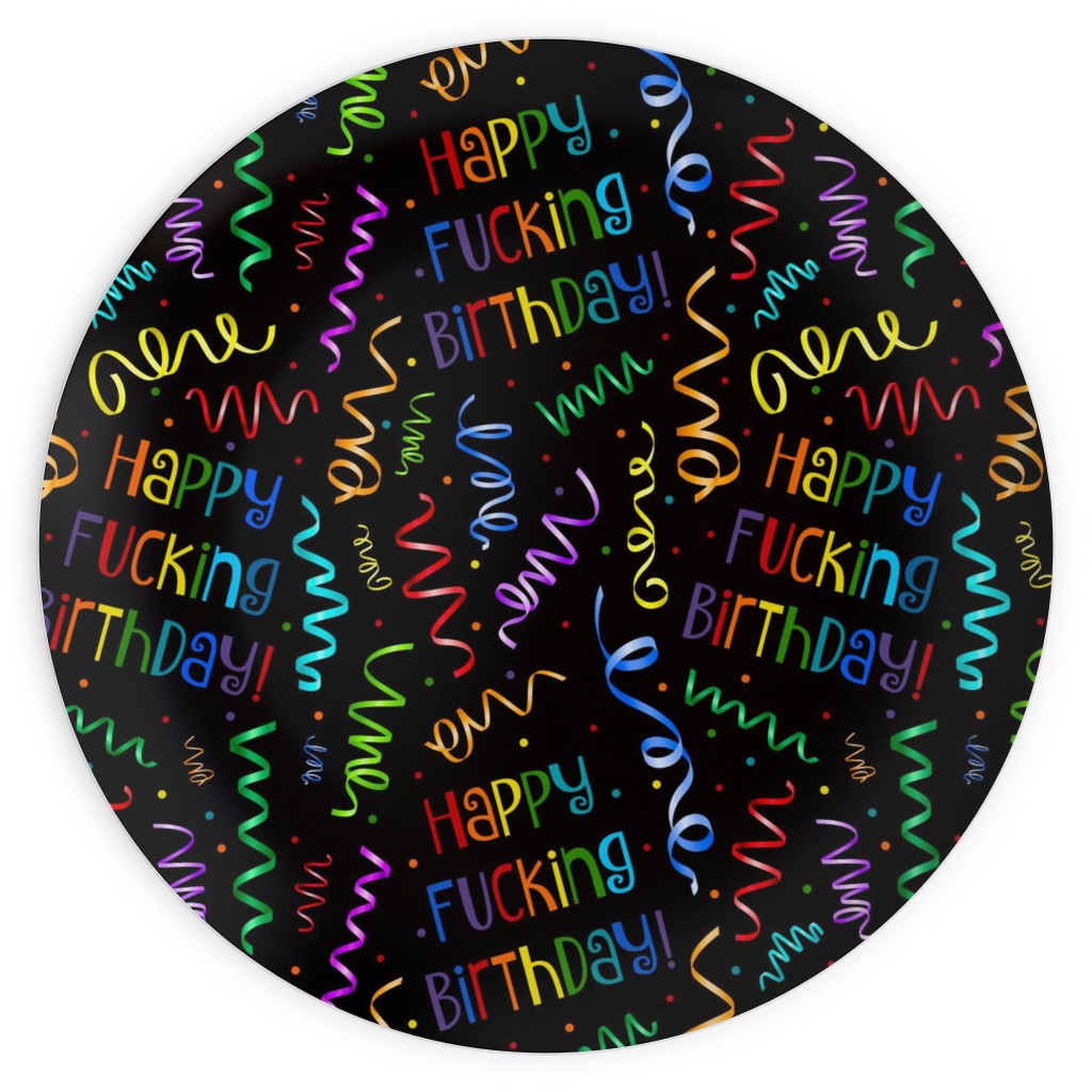 Happy Fucking Birthday - Black Plates, 10x10, Black, Black