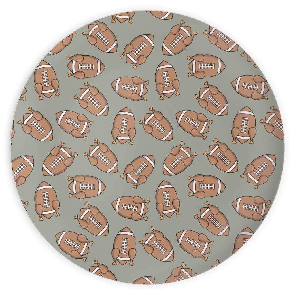 Turkey Football Plates, 10x10, Beige, Cafe
