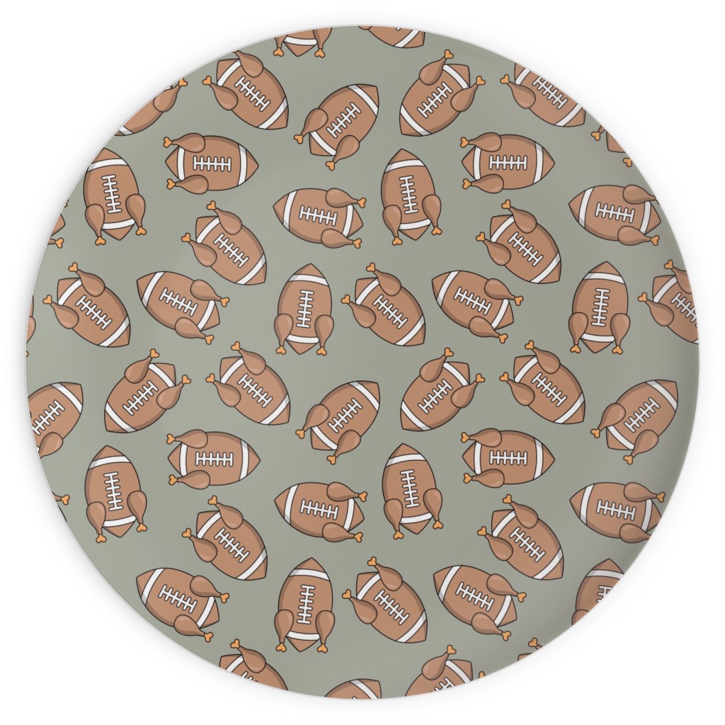 Turkey Football Plates, 10x10, Beige