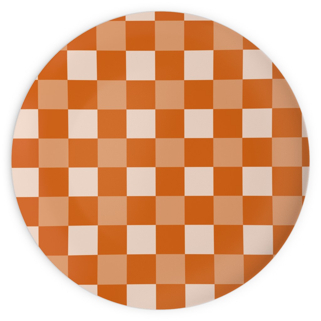 Orange Gingham Plaid Plates, 10x10, Orange