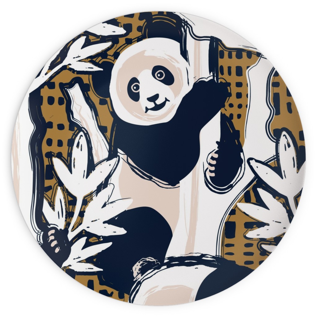 Lazy Pandas - Neutral Plates, 10x10, Brown
