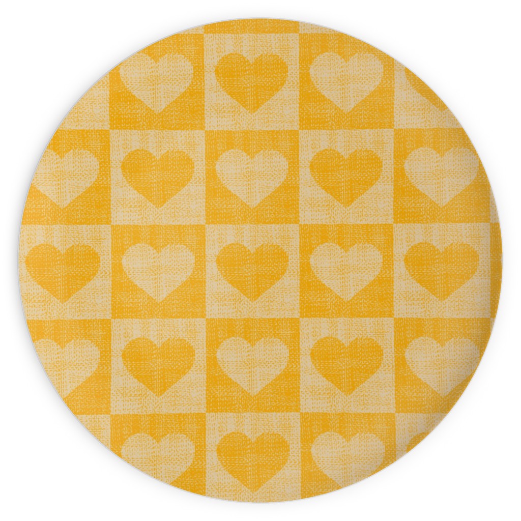 Love Hearts Check - Yellow Plates, 10x10, Yellow, Classic Yellow