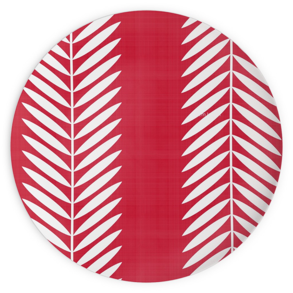 Laurel Leaf Stripe Plates, 10x10, Red