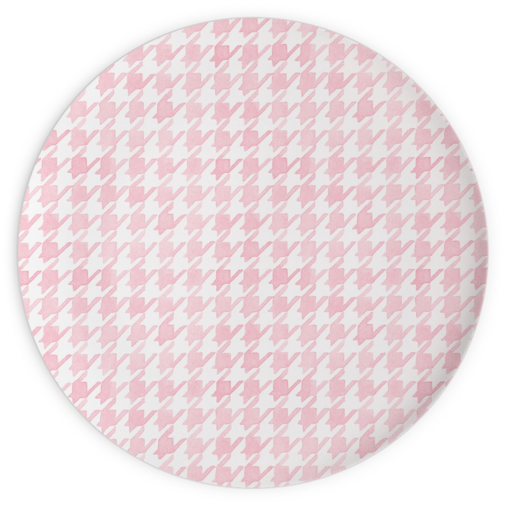 Happy Houndstooth Plates, 10x10, Pink, Pearl