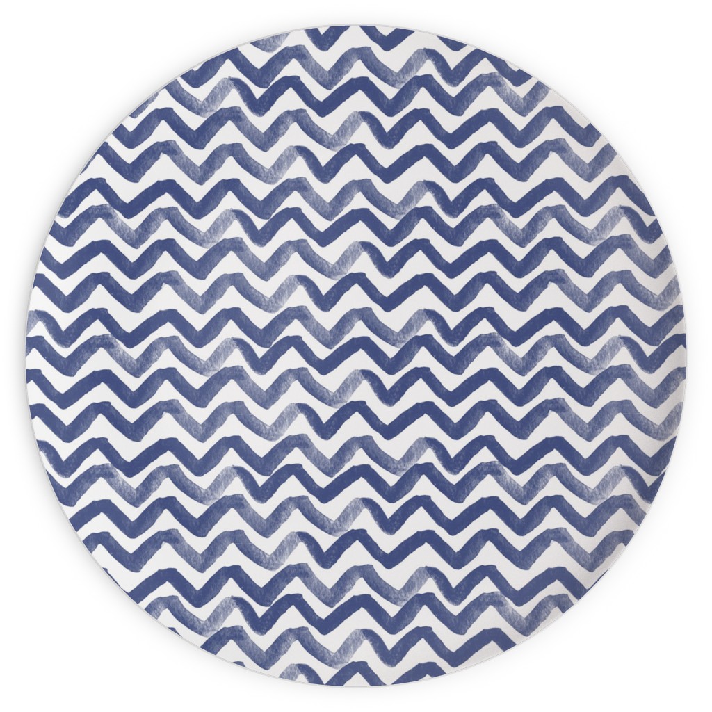 Zig Zag Waves - Navy Plates, 10x10, Blue