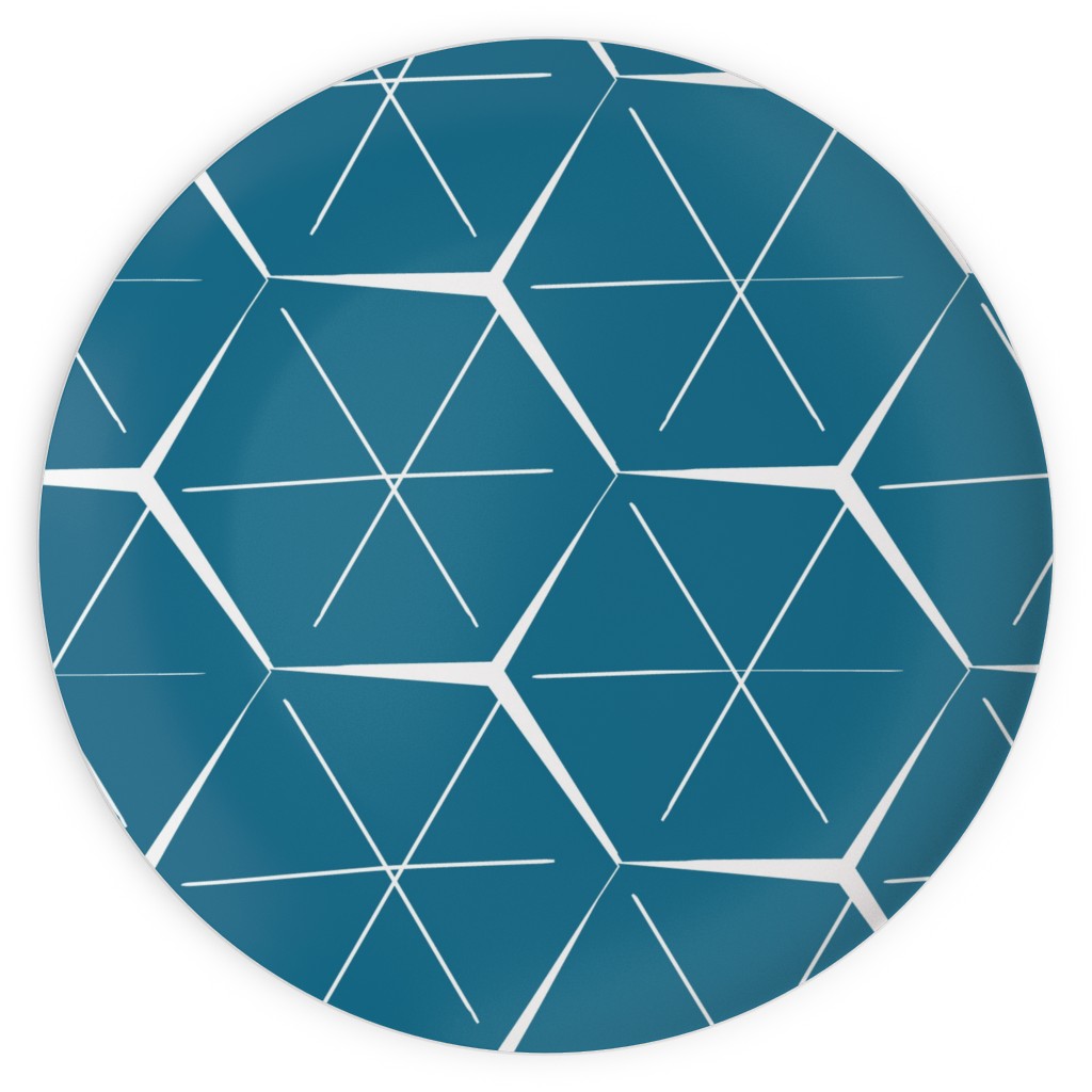 Hexagons - Blue Plates, 10x10, Blue
