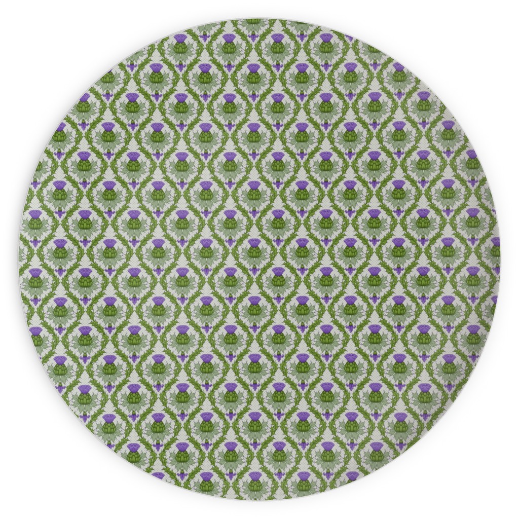 Thistle Damask - Green Plates, 10x10, Green