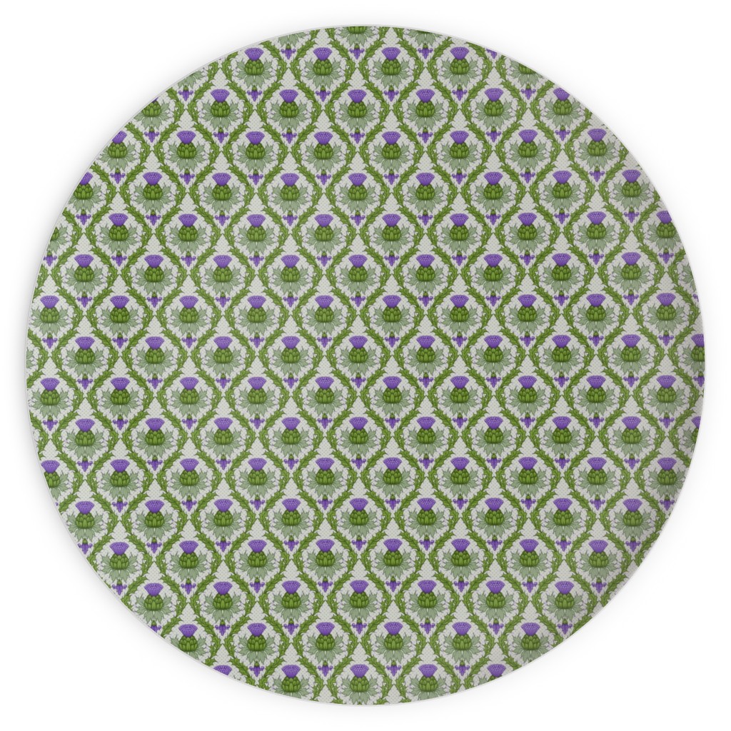 Thistle Damask - Green Plates, 10x10, Green, Classic Green